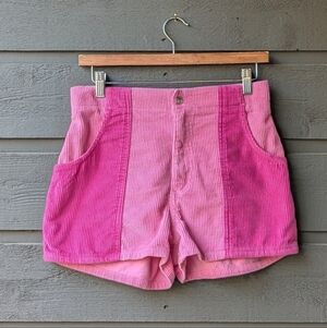 Urban Outfitter Pink Color Block Corduroy Patchwork Shorts Size 27 Patch Pockets